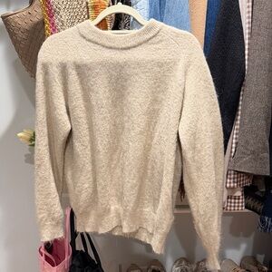 Zara Cream Crewneck Fuzzy Knit Sweater